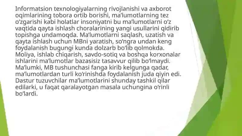 Ma’lumotlar bazasidan maqsadli foydalanish 3