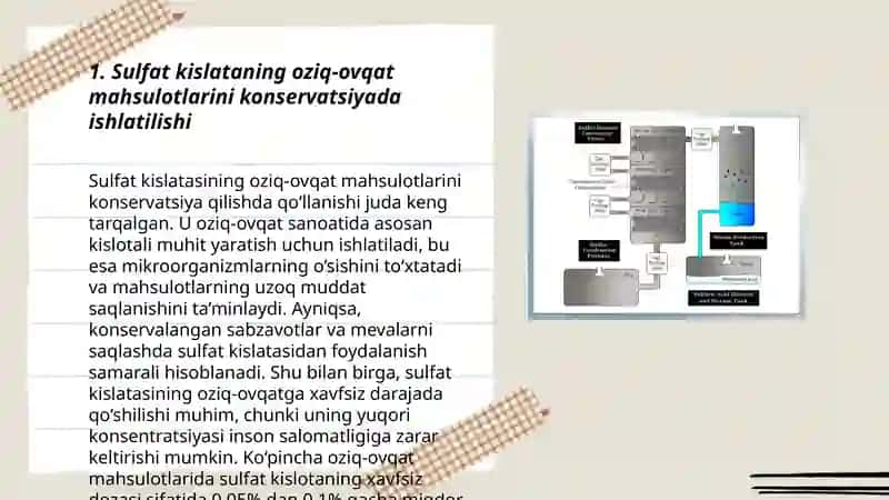 Sulfat kislataning oziq-ovqat sanoatidagi ahamiyati 3