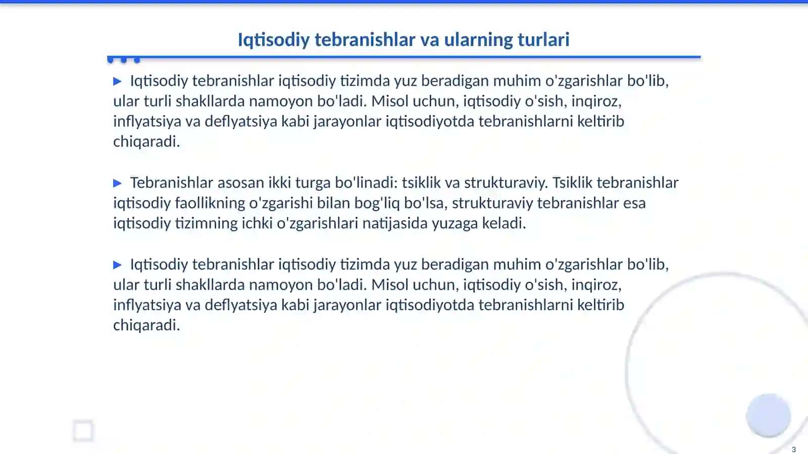 Iqtisodiy tebranishlar. Ishsizlik va mehnat bozori 3