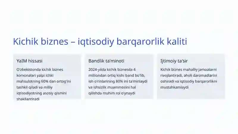 Kichik biznes va xususiy tadbirkorlik: O'zbekistonning iqtisodiy kelajagi 3