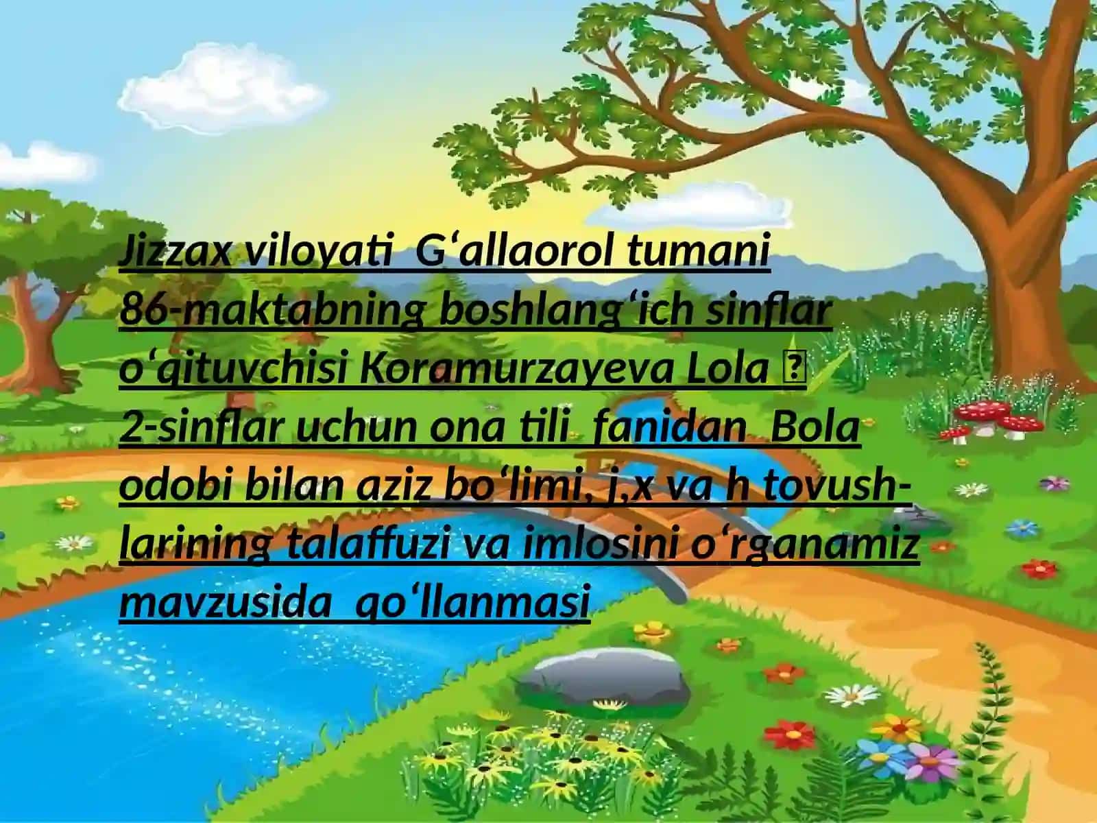 Bola odob bilan aziz bo'limi, j, x va h tovushlarining talaffuzi va imlosi 3