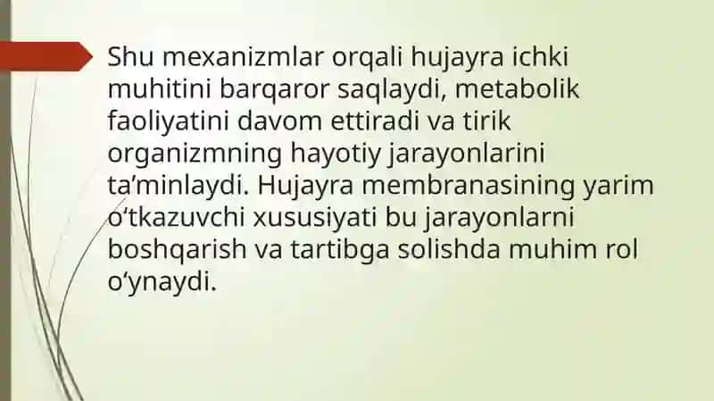 Hujayra hayotiy faoliyatini davom ettirishi 3