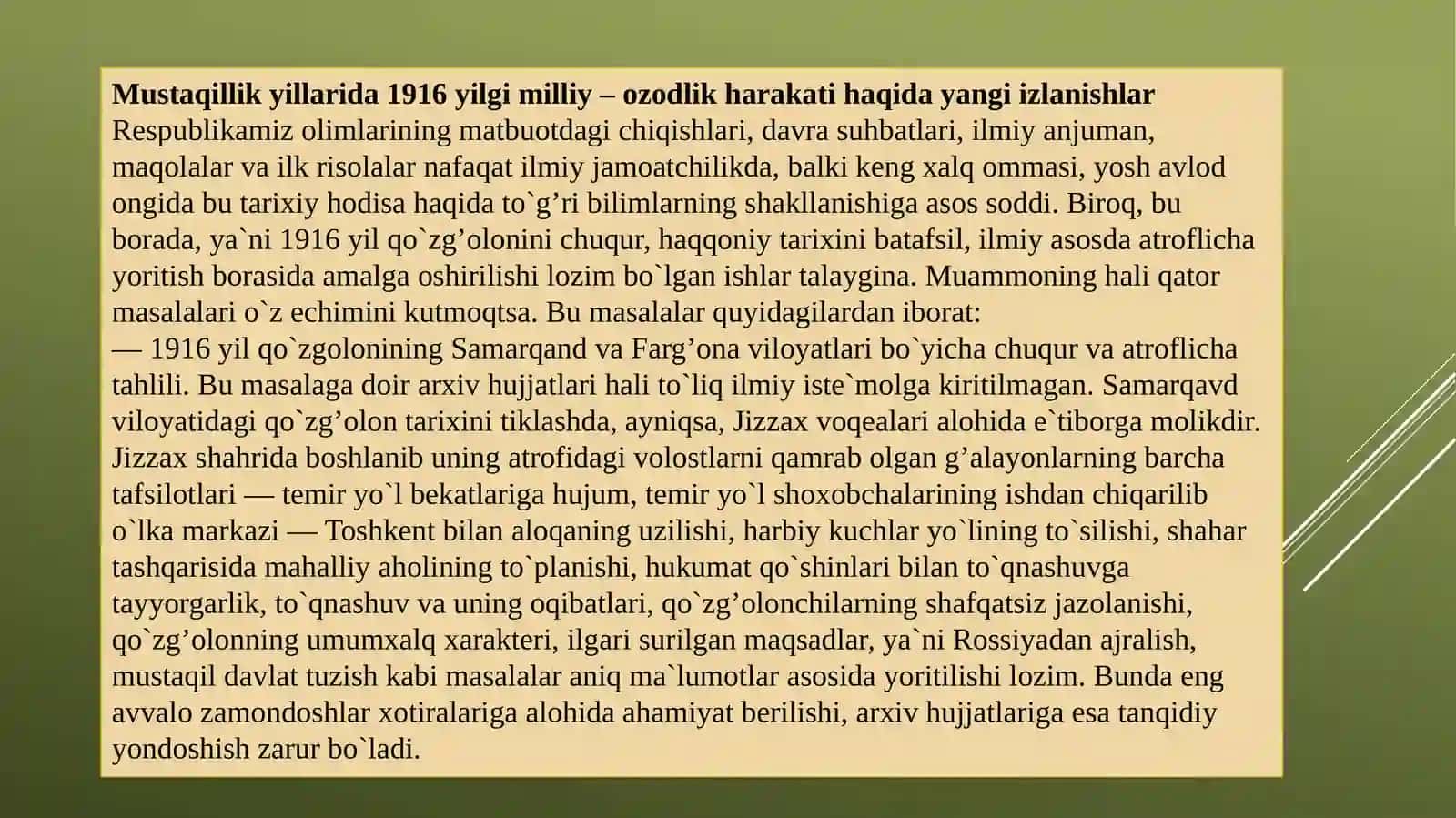 1916-YILGI MILLIY OZODLIK HARAKATI TOSHKENT SHAHRI MISOLIDA 3