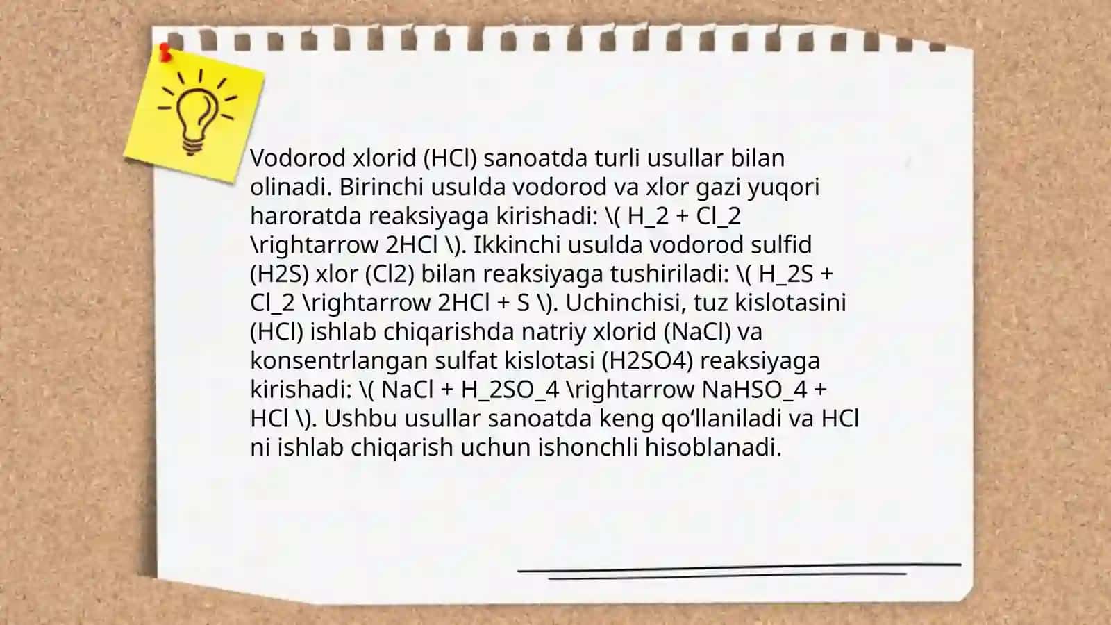 Vodorod xloridning olinishi va fizik kimyoviy xossalari 3