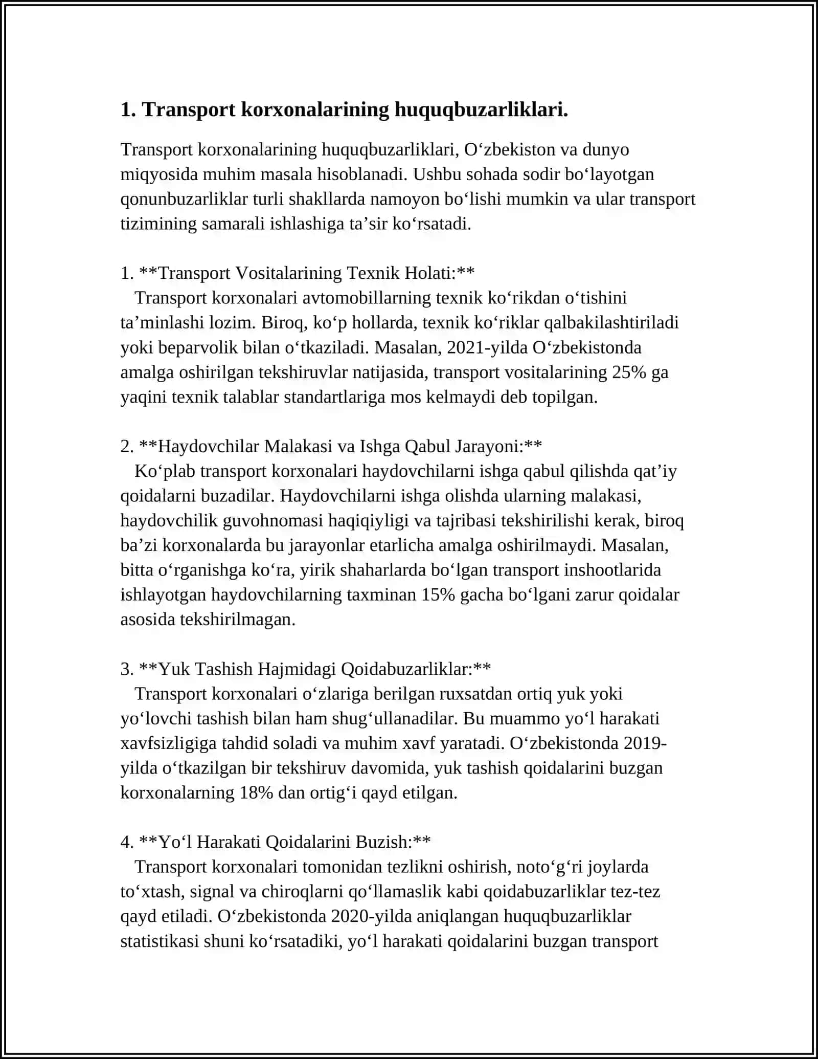 TRANSPORT KORXONALARINING HUQUQBZARLIKLARI UCHUN HUQUQIY JAVOBGARLIK TUSHUNCHASI 3