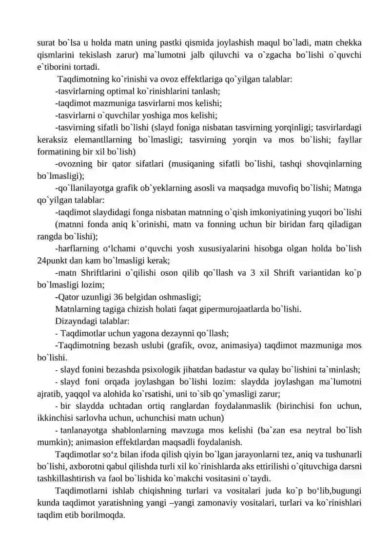 Taqdimotlar va ularning imkoniyatlari 3