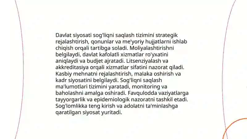 Davlatning roli sog'liqni saqlashni tartibga solishda 3