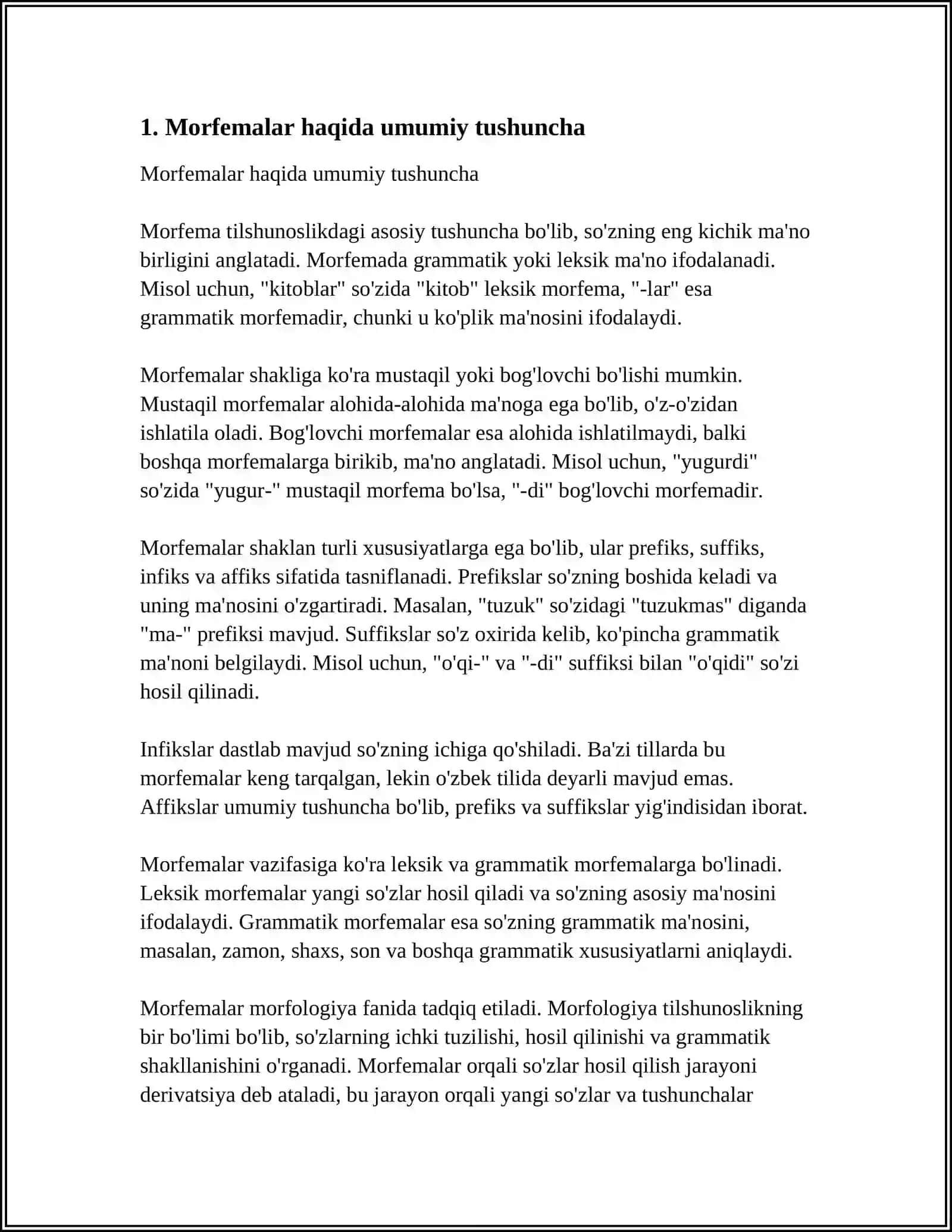 MORFEMA VA QOʻSHIMCHA MUNOSABATI 3