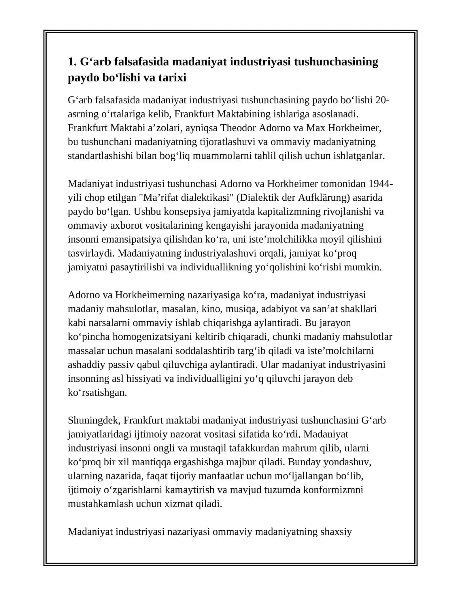 G‘ARB FALSAFASIDA MADANIYAT INDUSTRIYASINING TANQIDI VA PSIXOANALIZ TA’LIMOTINING ZAMONAVIY SHAXS TARBIYASIDAGI ROLI 3