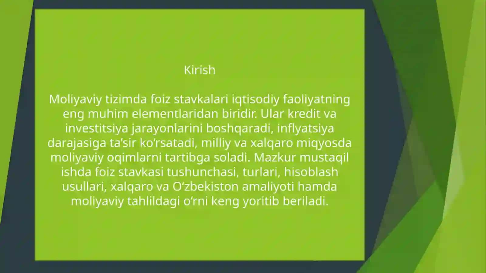 Foizstavkalar va ularning hisoblash usullari 3