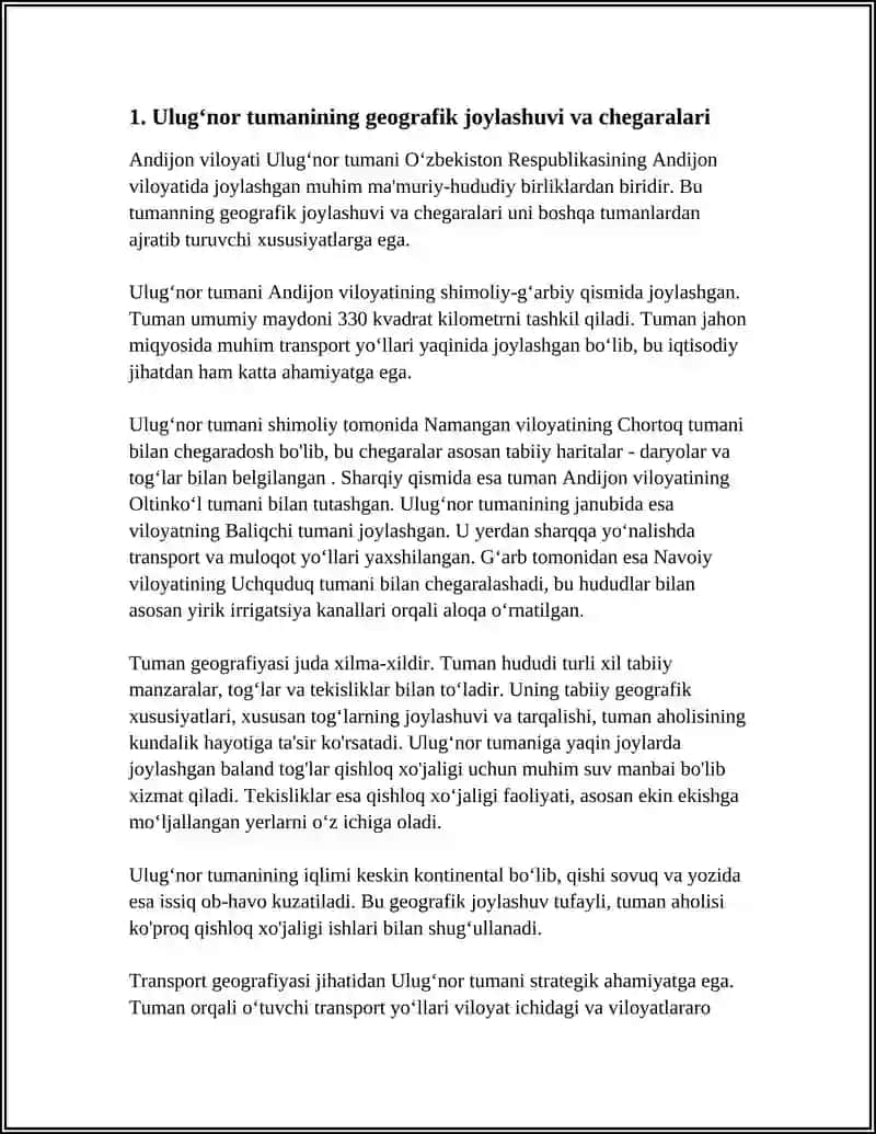 ANDIJON VILOYATI ULUGʻNOR TUMANI HAQIDA 3
