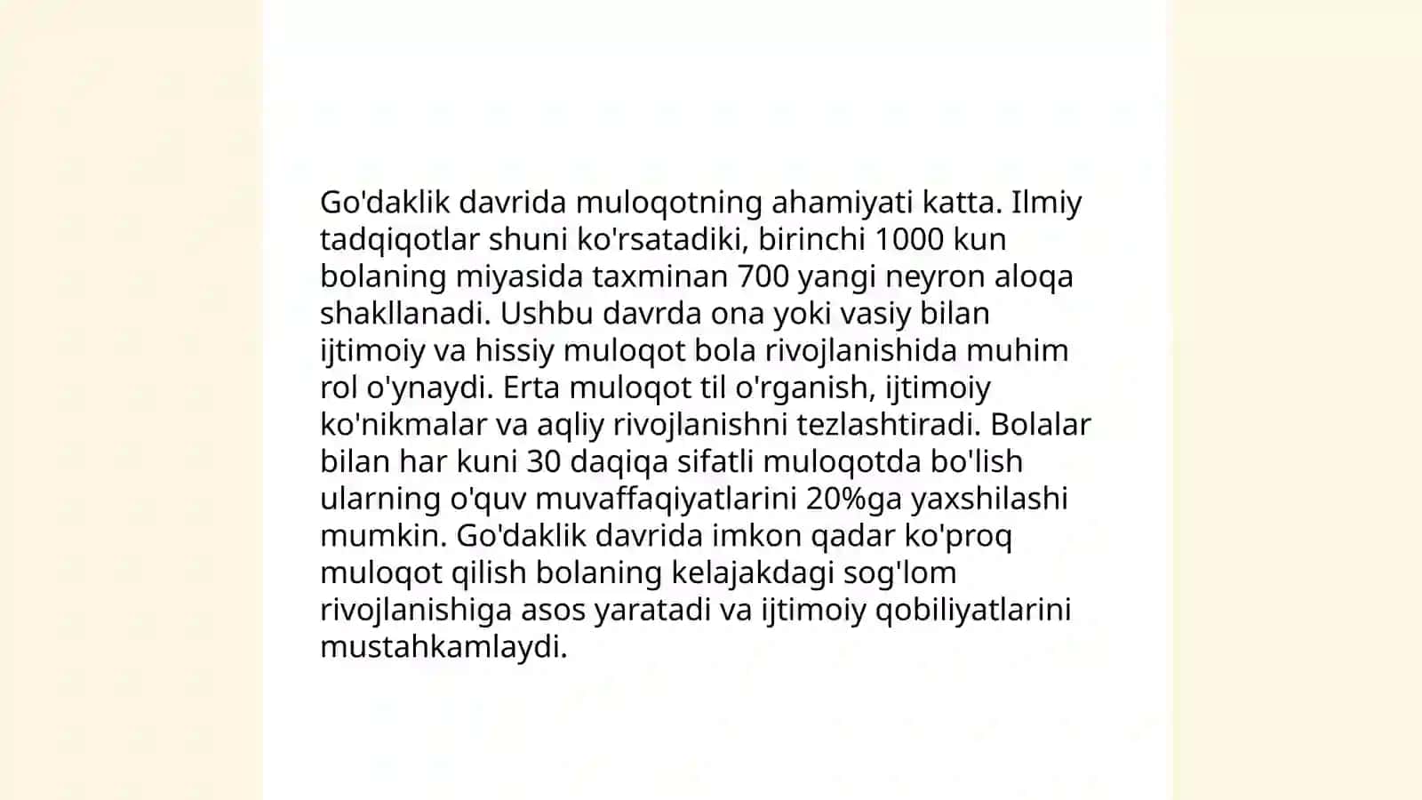 Muloqot va nutq shakllarini rivojlantirish.Go'daklik davri 3