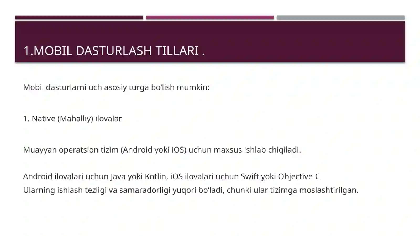 MOBIL DASTURLASH 3