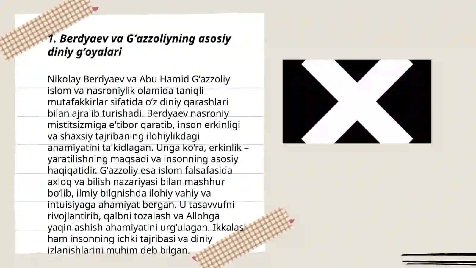 Berdyaevning diniy hurfikrlilik haqidagi gʻoyalarini Gʻazzoliy gʻoyalari bilan qiyoslash 3