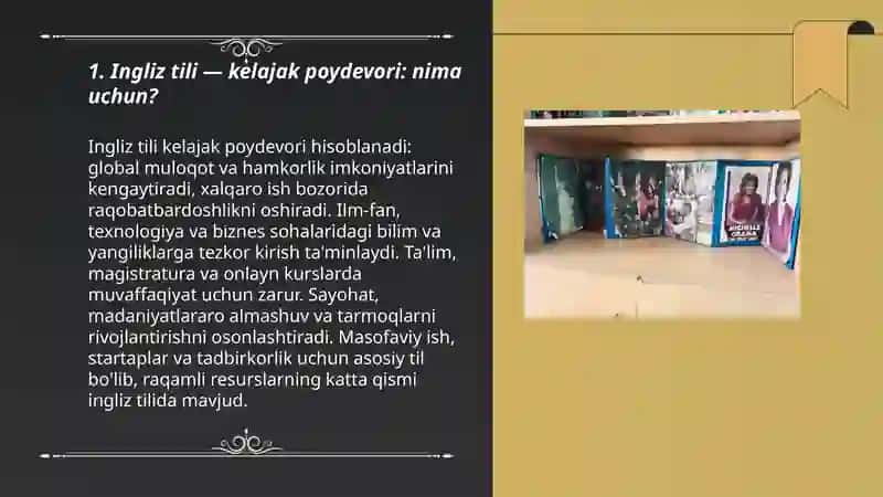 Ingliz tili kelajak poydevori mavzusida 1 yarim minutlik video 3