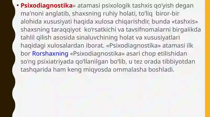 Psixologik diagnostika va ularning imkoniyatlari 3