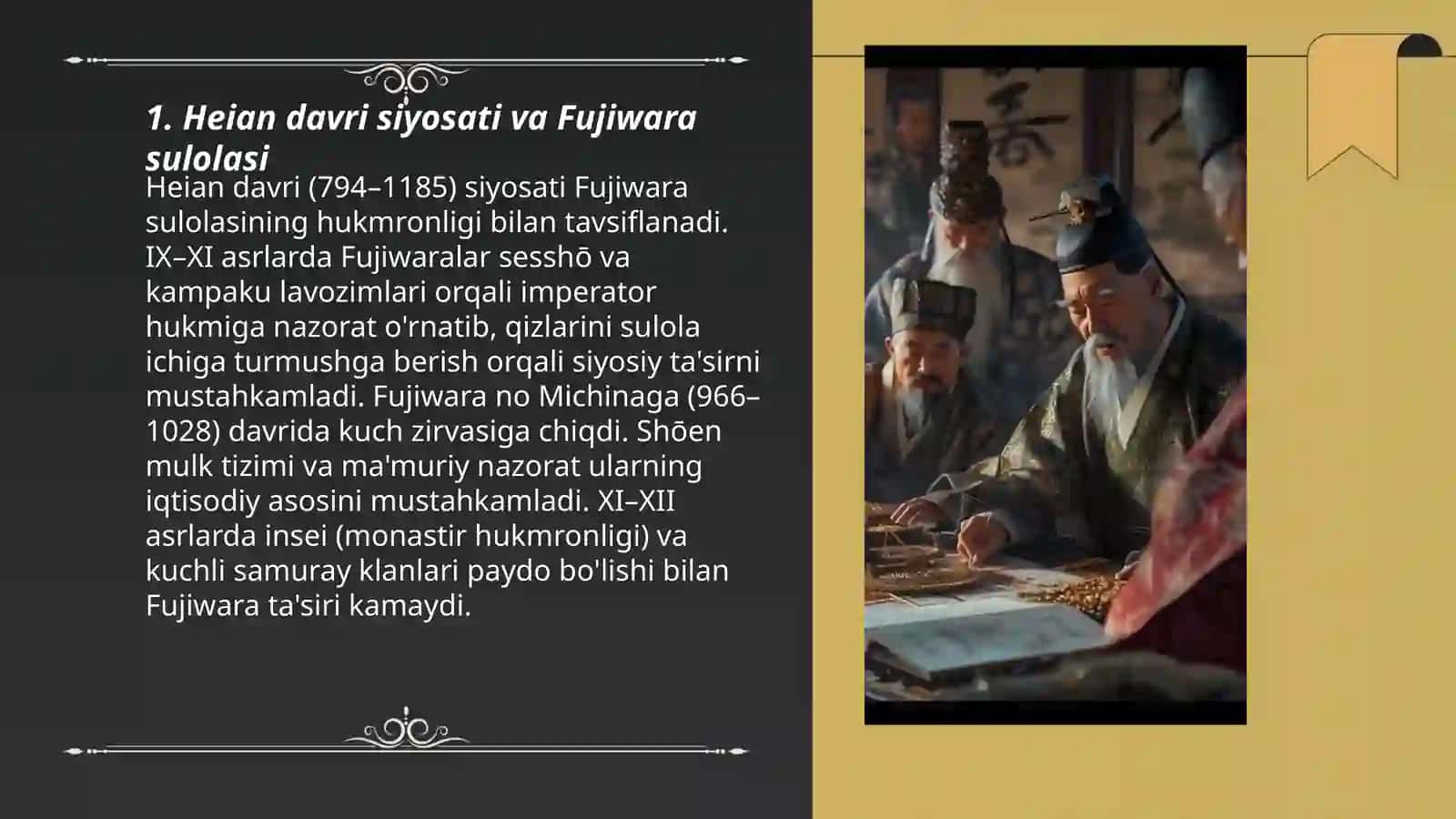 Heian davri siyosati va Fujiwara sulolasi 3