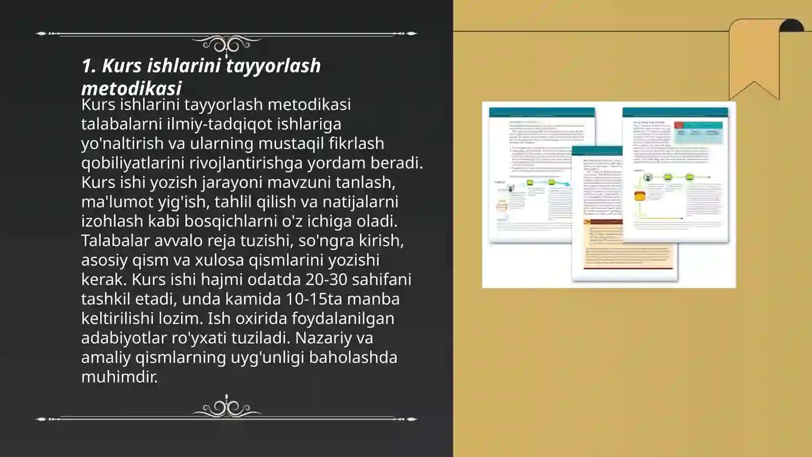 Kurs ishi bitiruv malakaviy ishlar magistirlik va doktirlik desertatsiyalari o'quv qo'llanma hamda darsliklar managrafiyalarni tahliliy o'rganish va ularni tayyor lash metodikasi 3