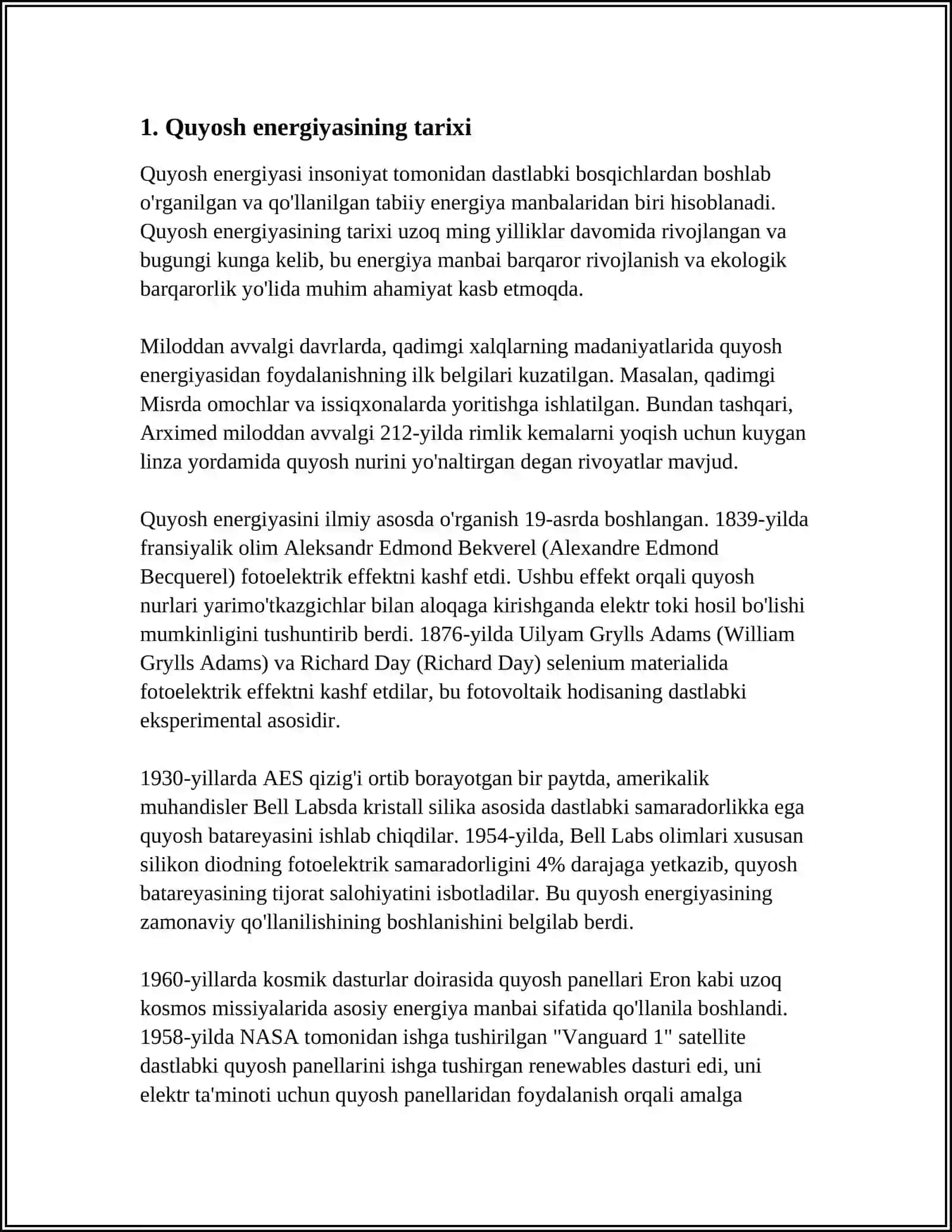 MUSTAQIL ISH Mavzu: QUYOSH ELIKTR STANSIYALARI 3