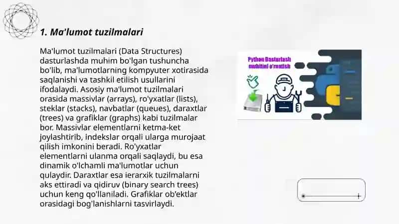 Dasturlash fani.Ma'lumot to'plamlari va turlari bilan ishlash 3