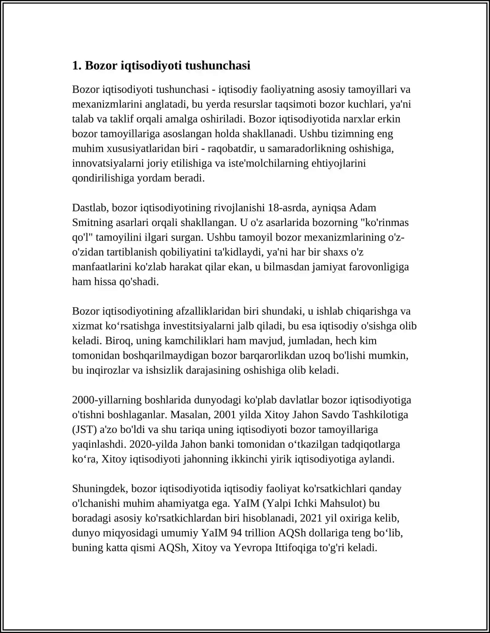 Bozor iqtisodiyoti tushunchasi 3