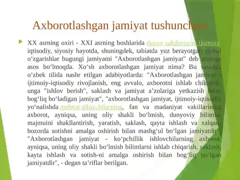 Axborotlashgan jamiyat va uning istiqbollari 3