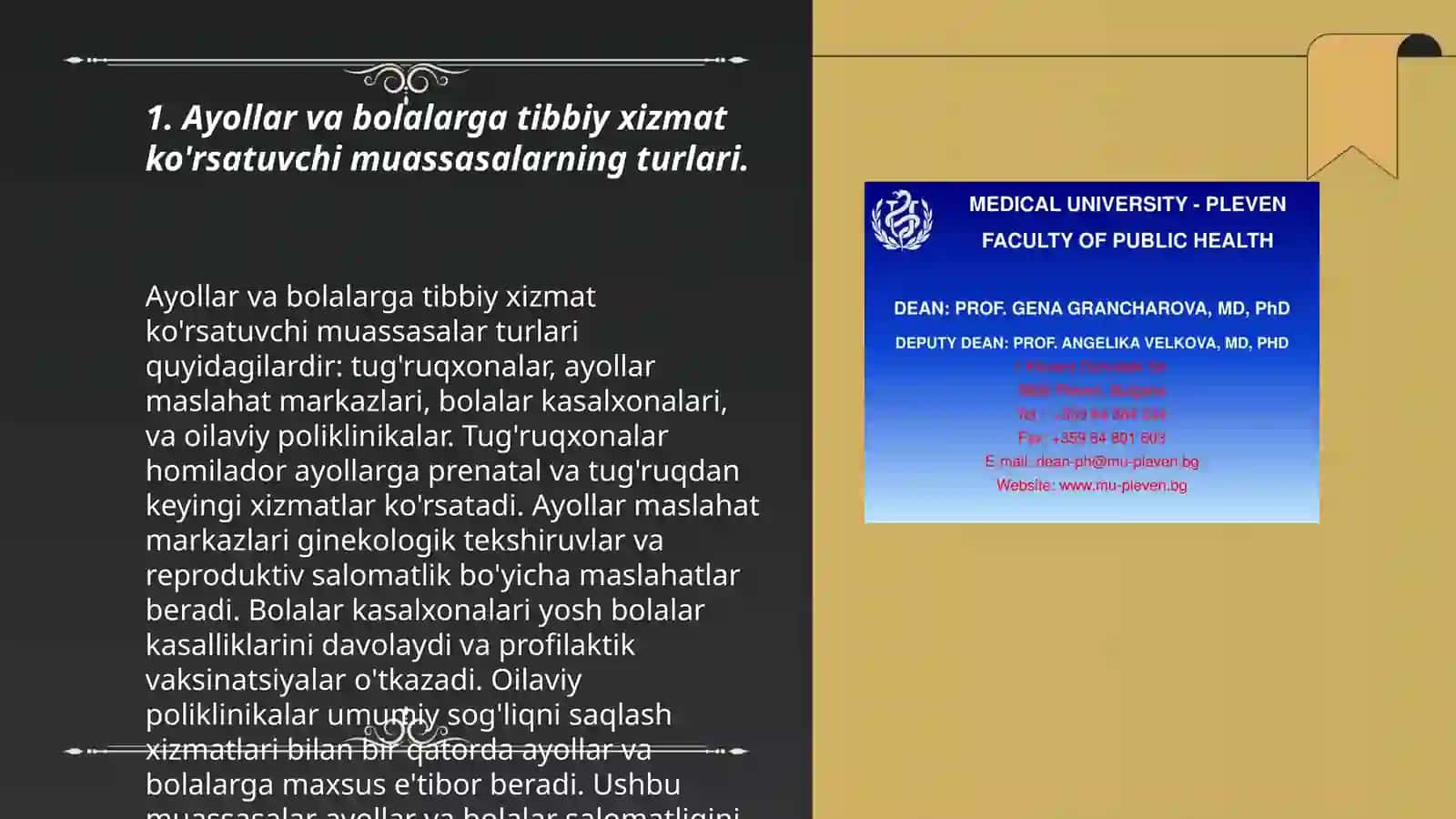 Ayollar va bolalarga tibbiy xizmat ko'rsatuvchi muassasalarining ish faoliyatini tashkil qilish 3
