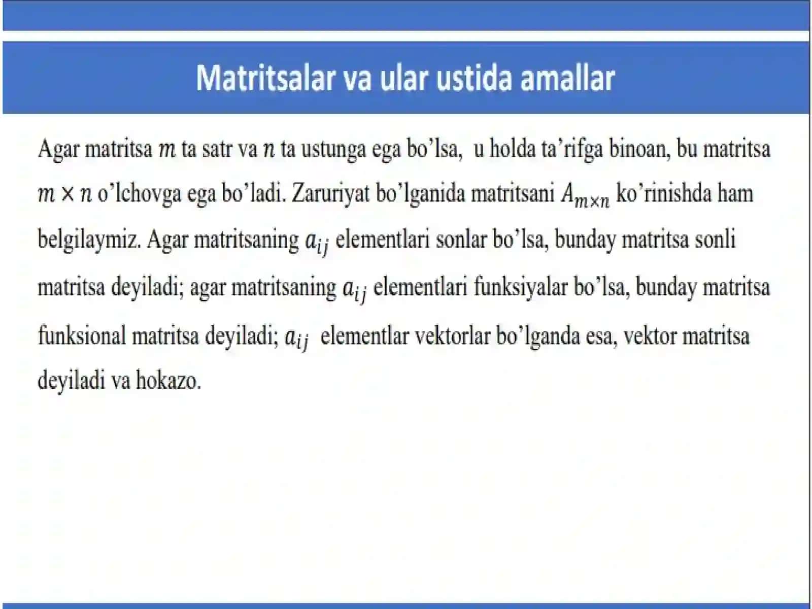 MATRITSALARNI SONGA KO’PAYTIRISH.MATRITSALARNI KO’PAYTIRISH 3