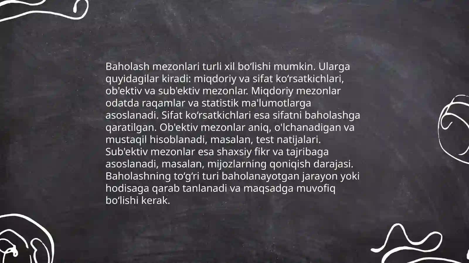 Õquvchilarni baholash mezonlari 3