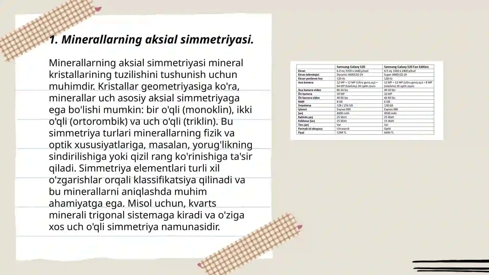 Minerallarni xossalari va sinflarga boʻlinishi.Gidrosfera va uning tashkil etuvchilari 3