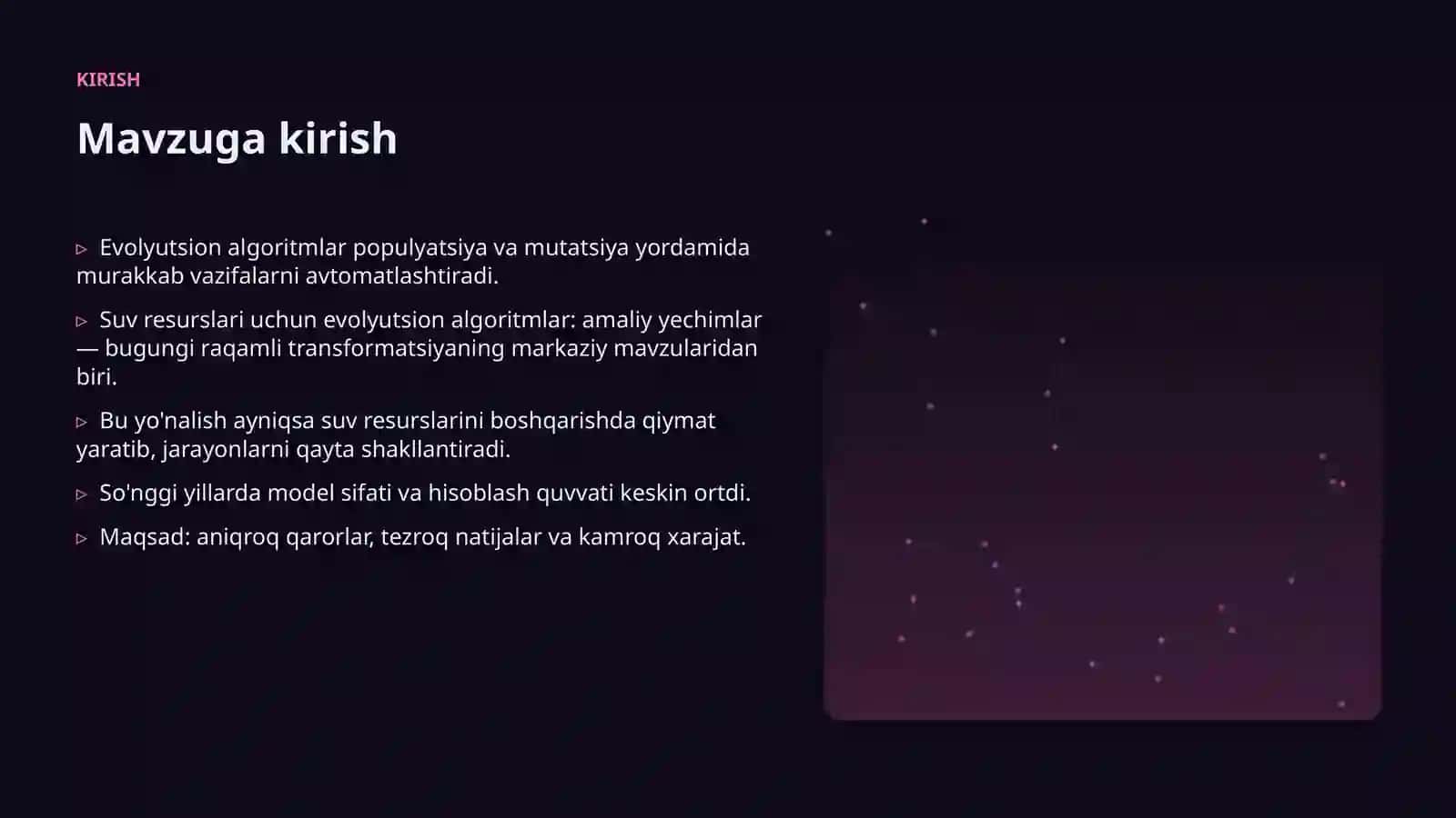 Suv resurslari uchun evolyutsion algoritmlar: amaliy yechimlar 3
