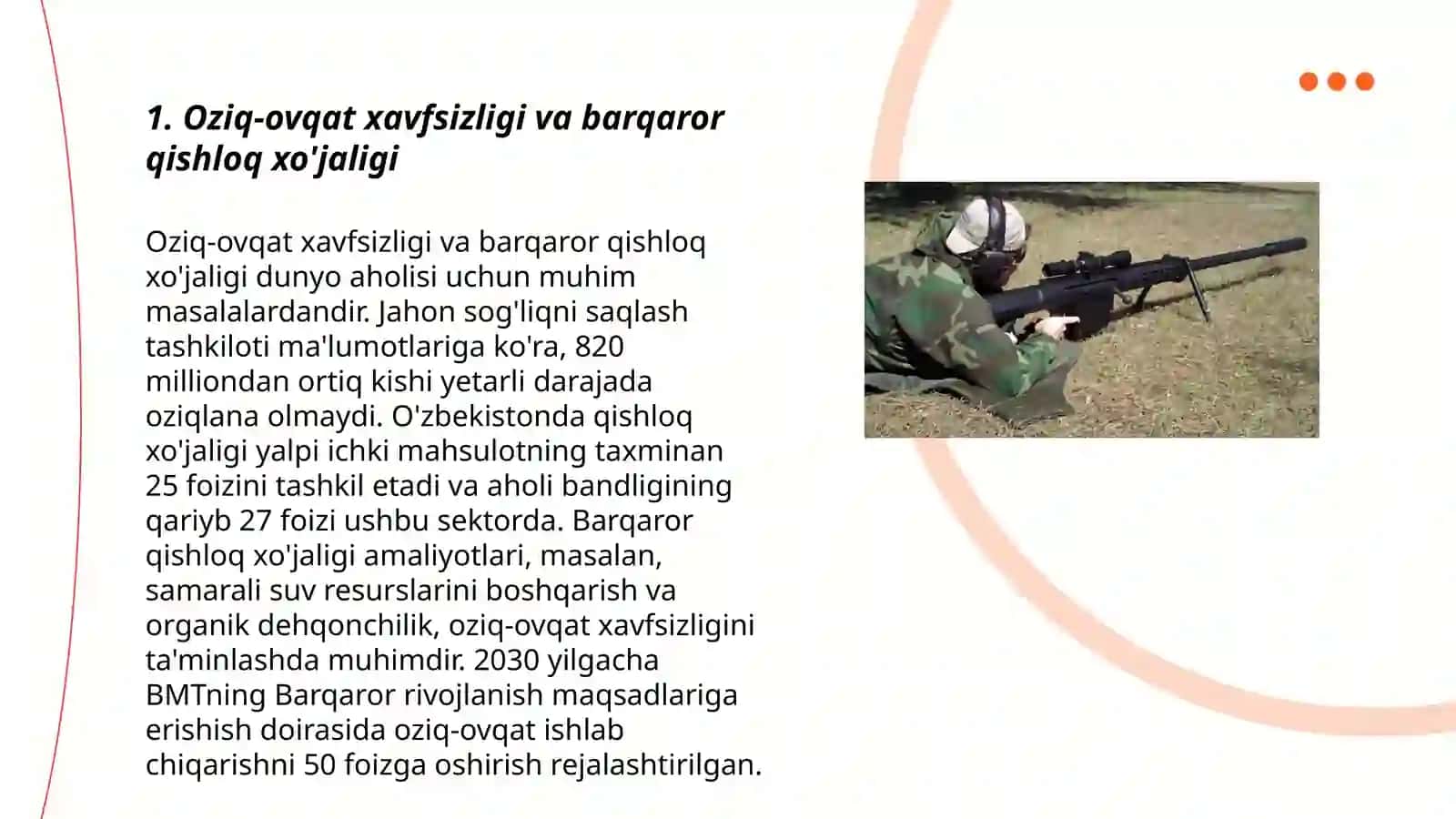 Oziq-ovqat xavfsizligi va barqaror qishloq xo'jaligi 3