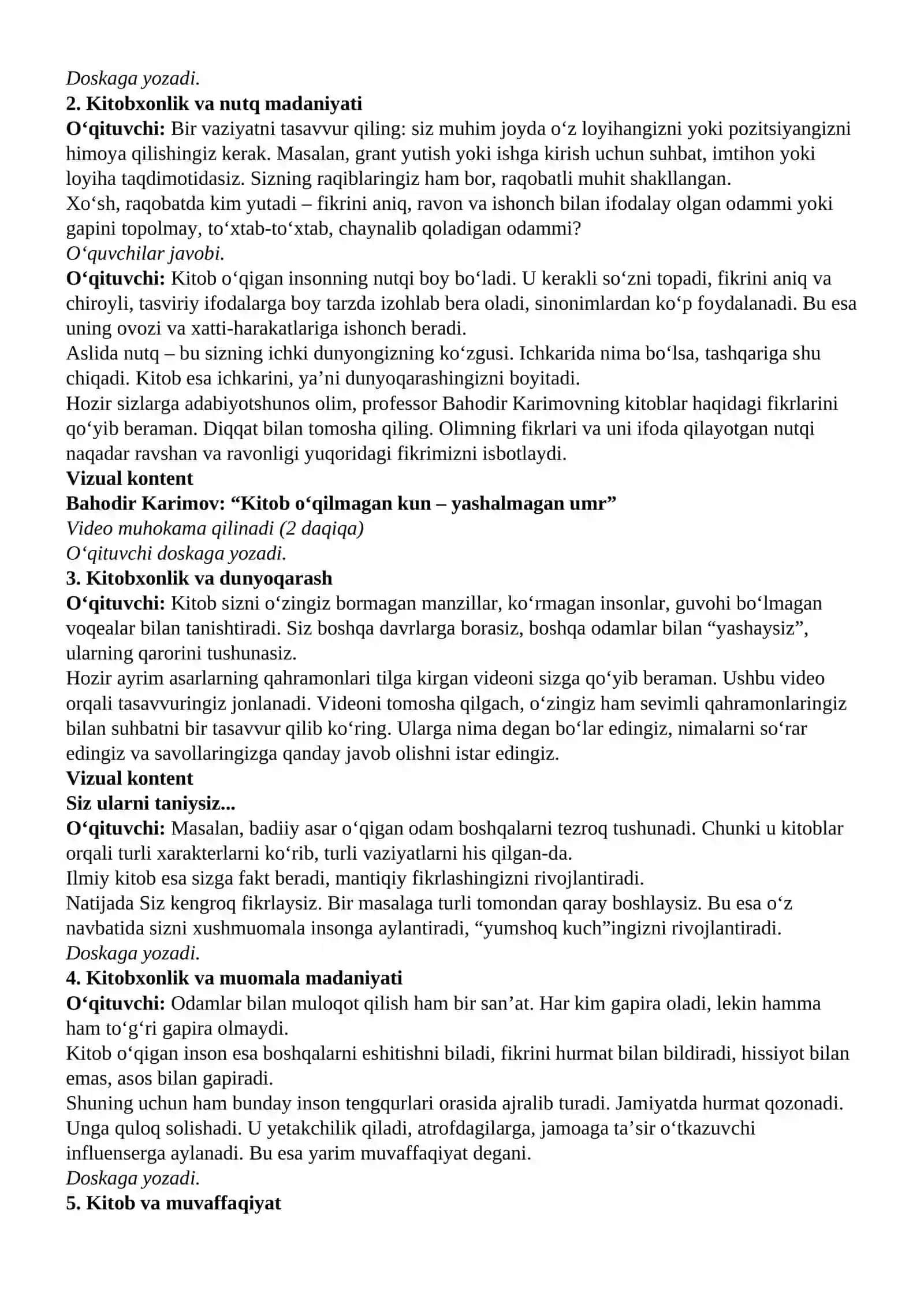 “Kelajak soati” darsining 9-11-sinflar uchun mashg‘ulot ssenariysi 3