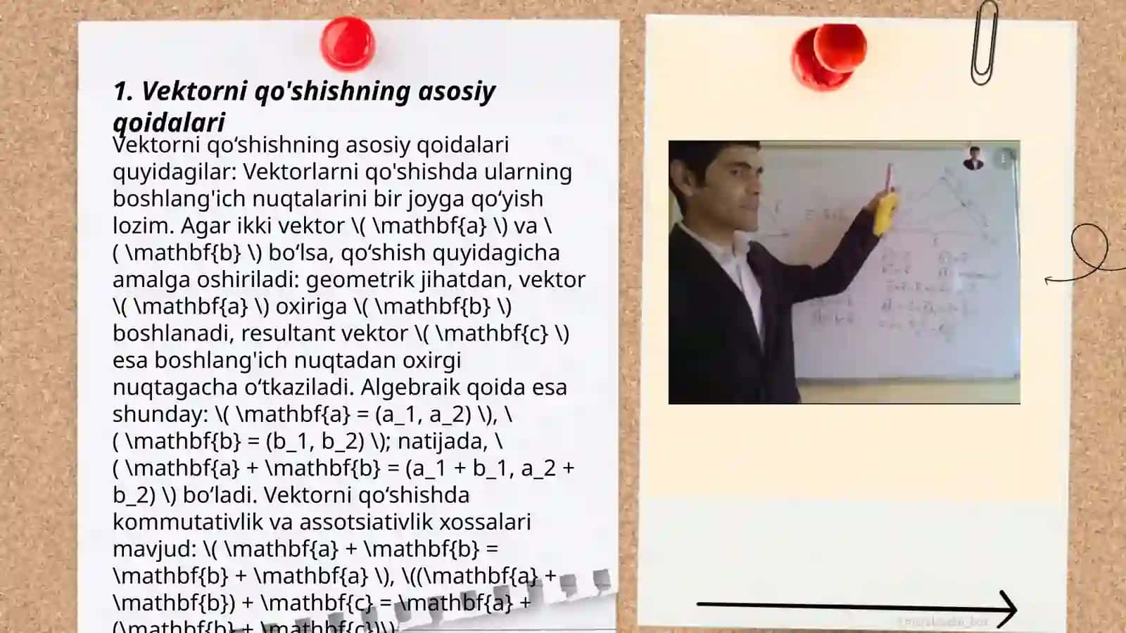 Vektorni qo'shishning asosiy qoidalari 3