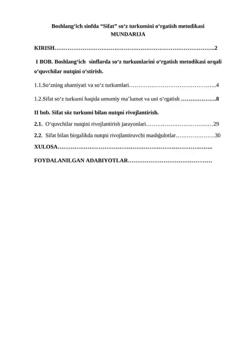 Boshlang‘ich sinfda “Sifat” so‘z turkumini o‘rgatish metodikasi 3