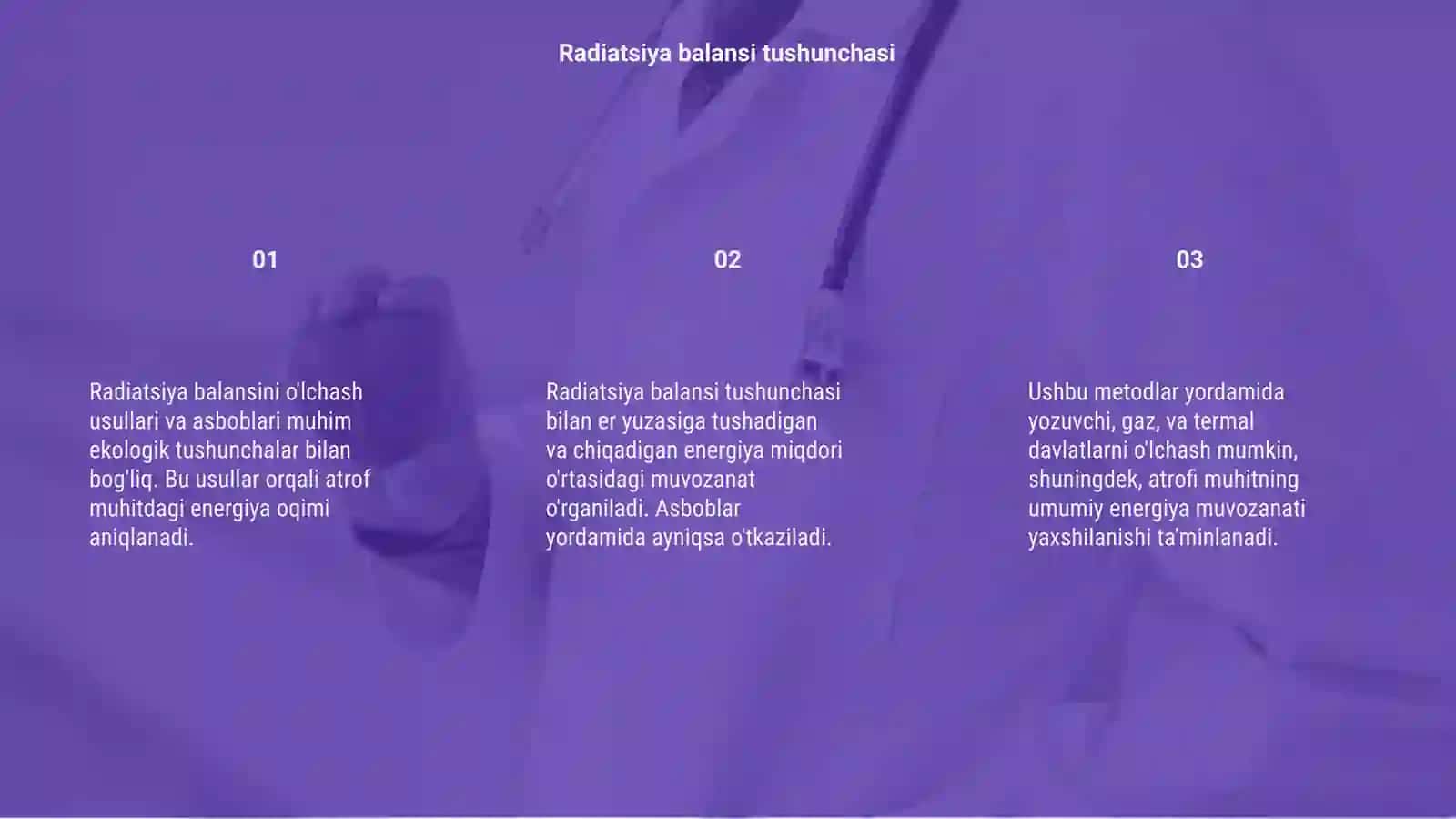 Radiatsiya balansini o'lchash usullari va asboblari 3