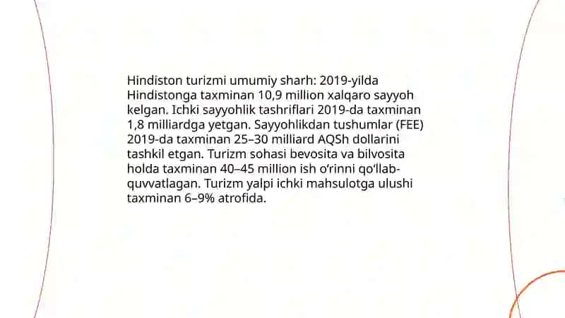 Hindiston turizimi, transporti, ovqatlantrish va xizmat korsatish sohalari 3