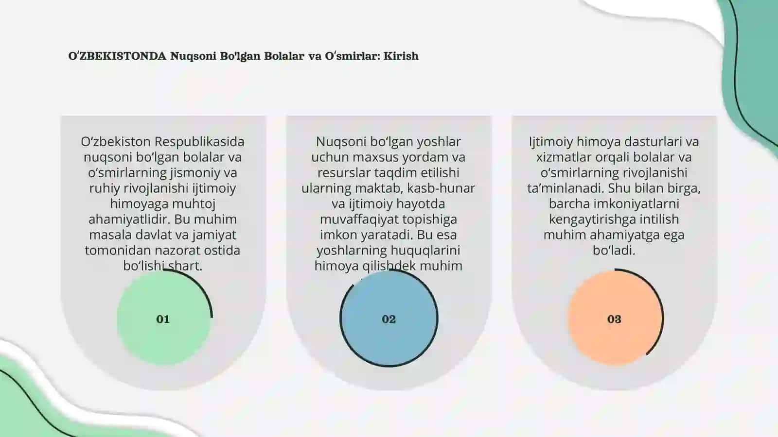 OʻZBEKISTONDA Nuqsoni Bo'lgan Bolalar va Oʻsmirlar: Kirish 3