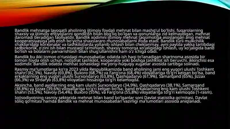O’zbekiston Respublikasi aholi bandlik darajasi 3