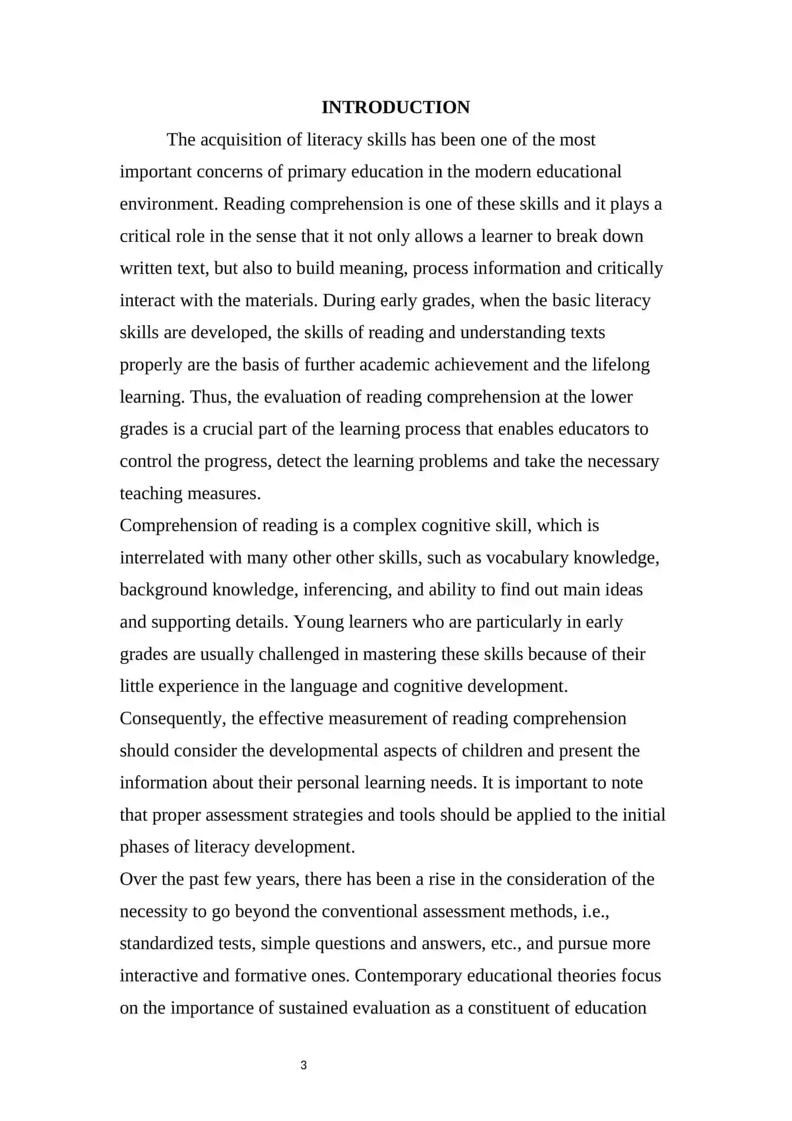 Course Work on Assessing Reading Comprehension 3