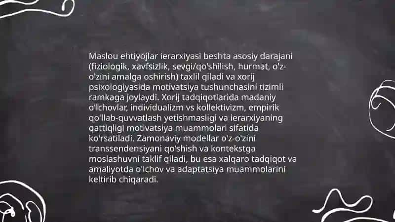 Xorij psixologiyasida motiv va motivatsiya muammosi 3
