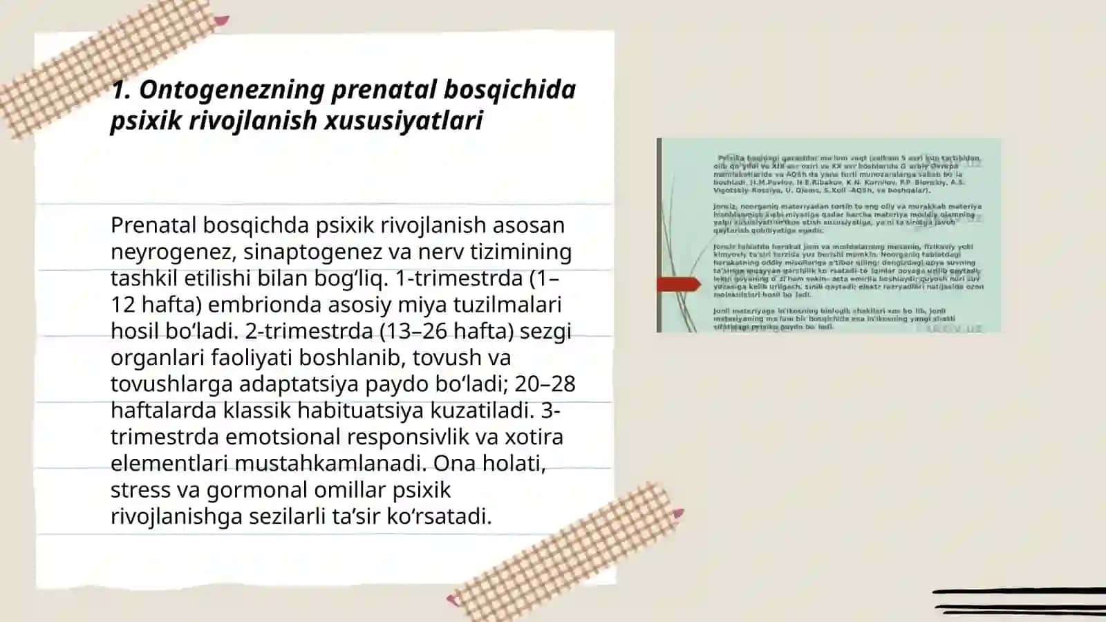 Ontogenizning ilk bosqichlarida insonning psixik rivojlanishiga xos xususiyatlar 3