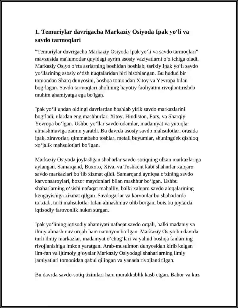 Temuriylar davrigacha Markaziy Osiyoda Ipak yo‘li va savdo tarmoqlari 3