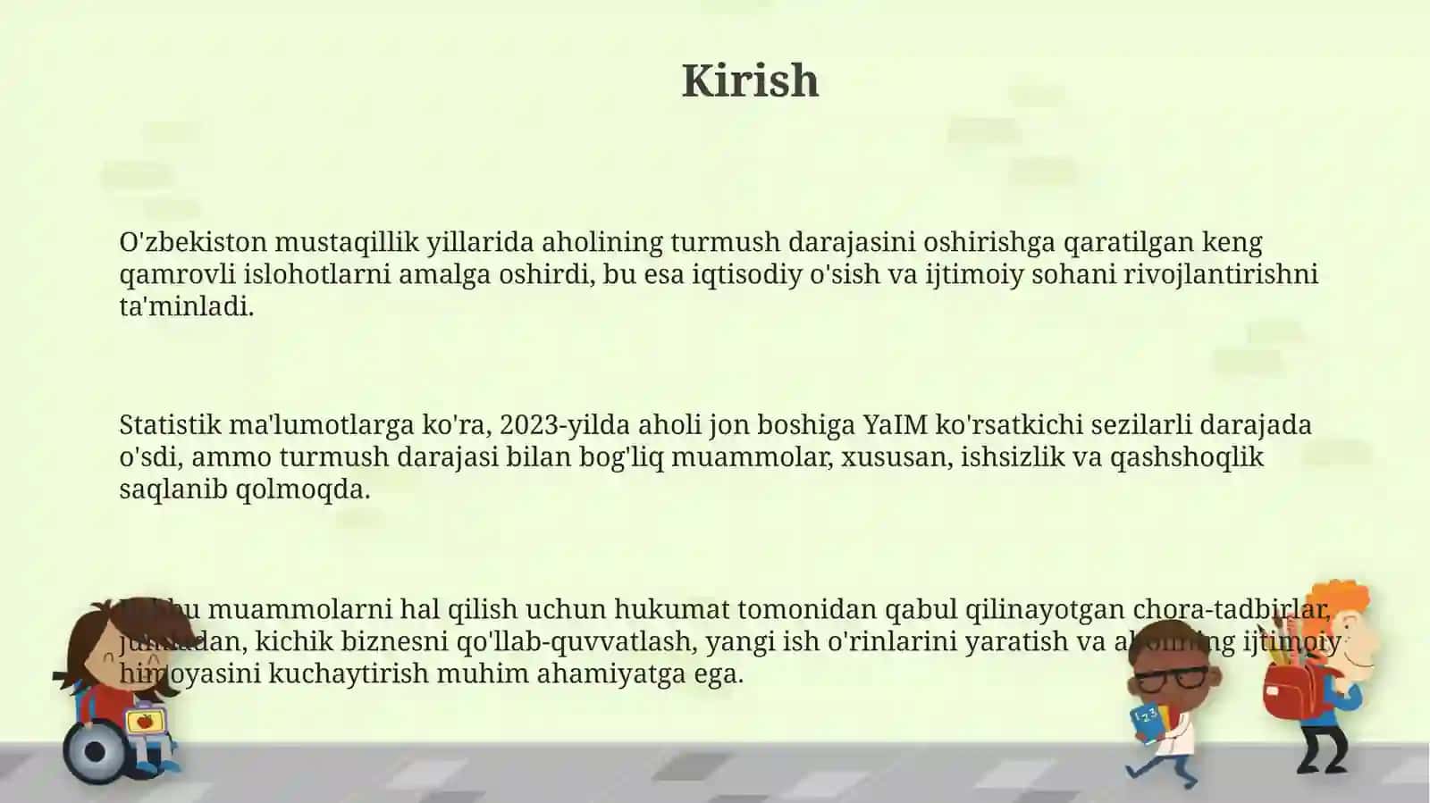 O'zbekiston Respublikasi Aholi Turmush Darajasi 3
