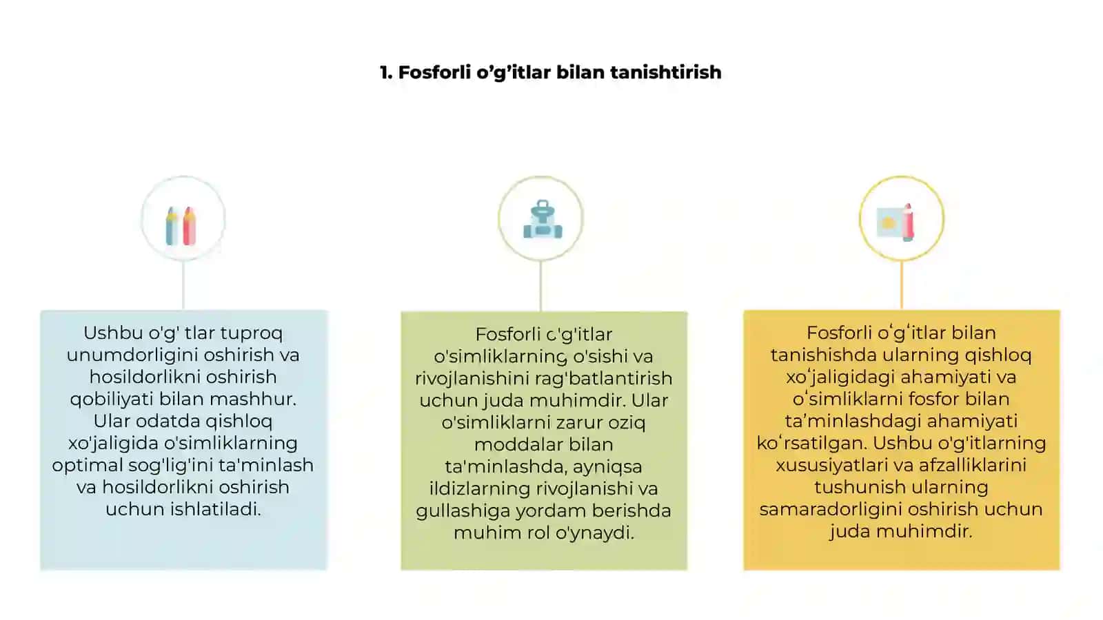 Fosforli oʻgʻitlarning eng muhim xususiyatlari 3
