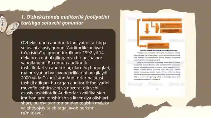Audit " fanining metodi, Oʻzbekisiton Respublikasida auditorlik faoliyatini tashkil etishning meʼyoriy tizimi va uning elementlari 3
