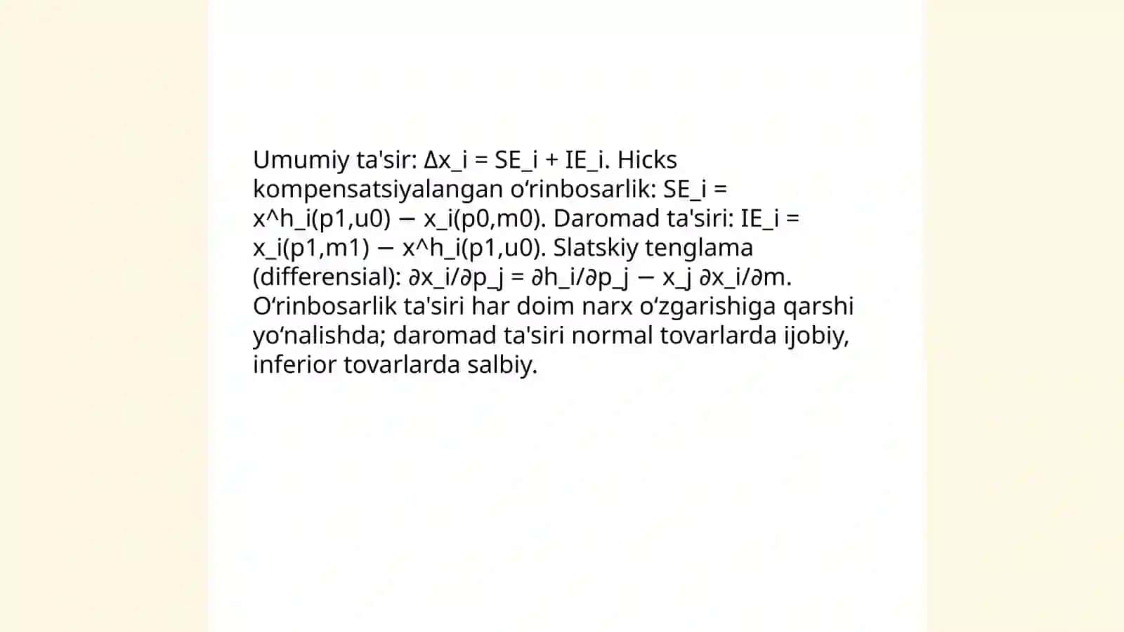 Daromad va o‘rinbosarlik samarasi 3