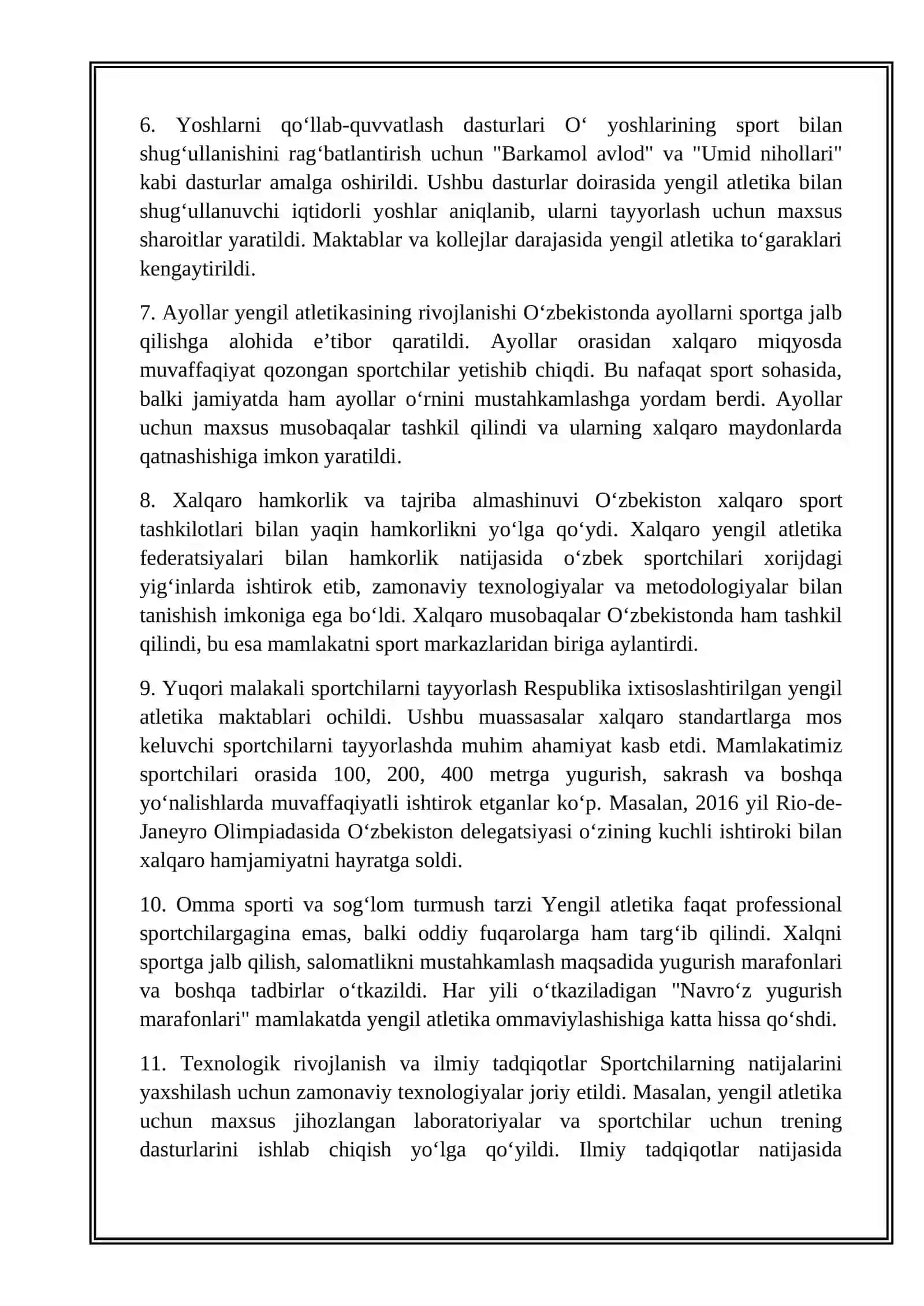 MUSTAQILLIK DAN KEYIN OʻZBEKISTONDA YENGIL ATLETIKA RIVOJLANTIRISHI 3