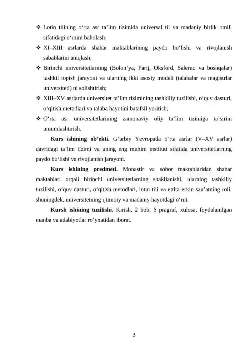 O’RTA ASRLARDA TA’LIM TIZIMI VA UNIVERSITETLARNING SHAKLLANISHI 3