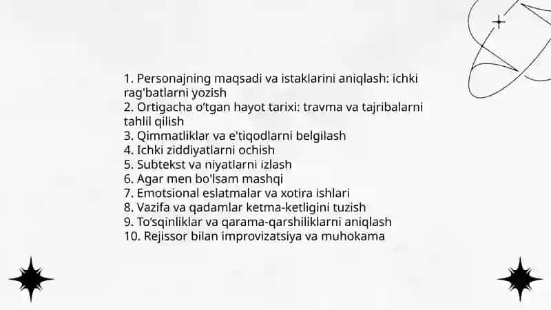 Personajning ichki motivatsiyasini aniqlash usullari 3